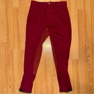 HKM Women’s Riding Breeches EU 38 US 8 Red Full Seat Velcro Ankle